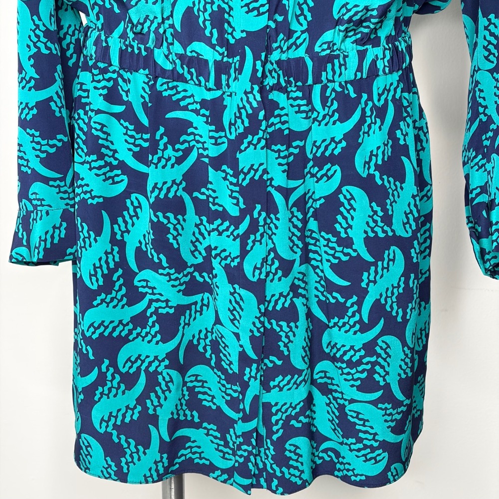 Diane von Furstenberg Deandra Dress Women 10 Teal Blue 100% Silk DVF - Picture 3 of 16